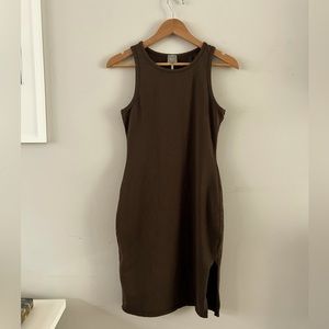 Bobi soft jersey chocolate midi sleeveless dress